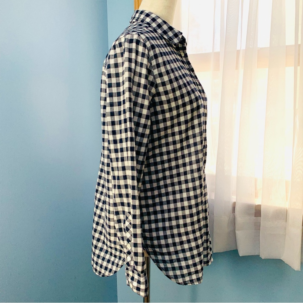 J. Crew Navy Gingham Crinkle Boy Button Down - Picture 7 of 8